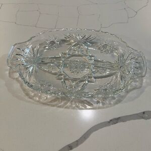 Vintage Glass Anchor Hocking Star of David Serving/Relish Dish Divided